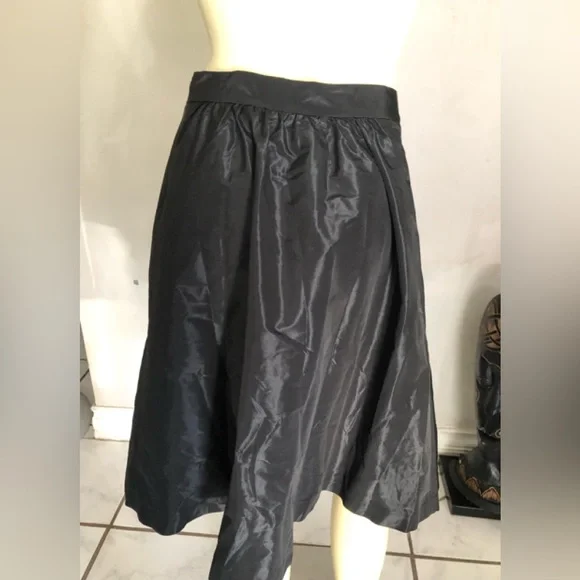 Tory Burch Shimmering Black Taffeta A-Line Skirt Size 4 - Picture 3 of 11